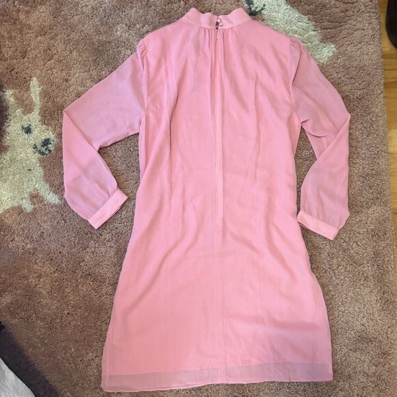NWT J.CREW Pink Long-Sleeve Mock Neck Shift Mini Dress Womens Sz 12 - Picture 2 of 4